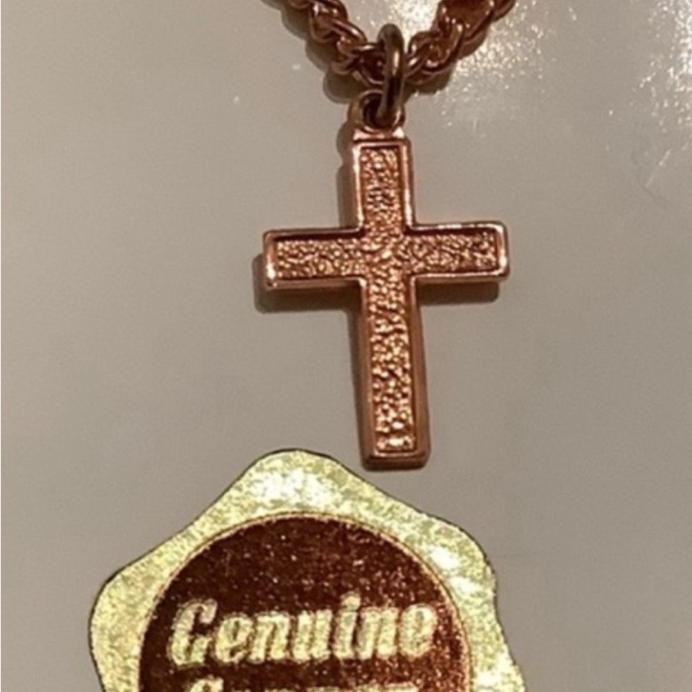 New vintage Copper cross pendette